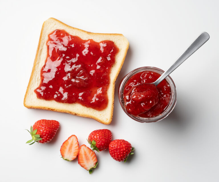 A,Bird's-eye,View,Of,The,Strawberry,Jam-filled,Bread,And,Strawberry