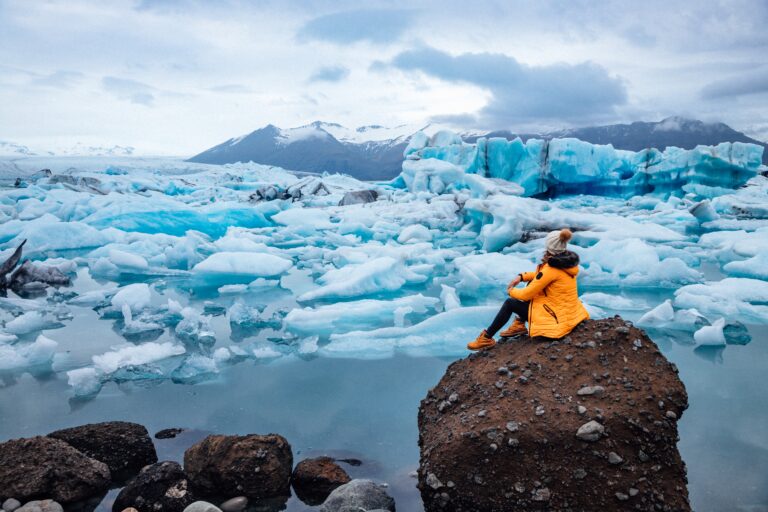 Woman,Next,To,Jökulsárlón,Lake,In,Iceland