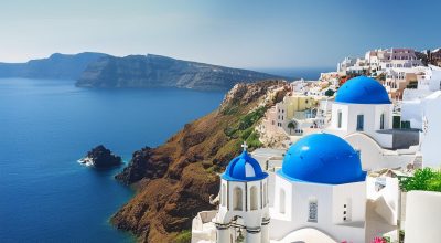 A,Picturesque,View,Of,Santorini,,Greece,,With,Its,Iconic,White